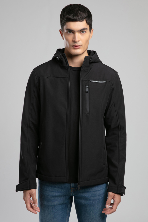 New Neron Erkek Kapüşonlu Mont Siyah