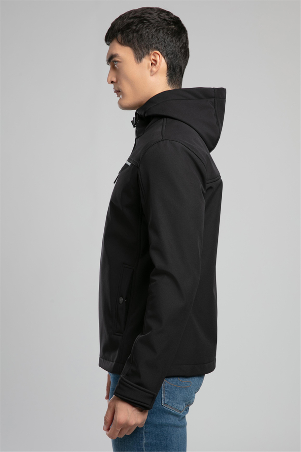 New Neron Erkek Kapüşonlu Mont Siyah