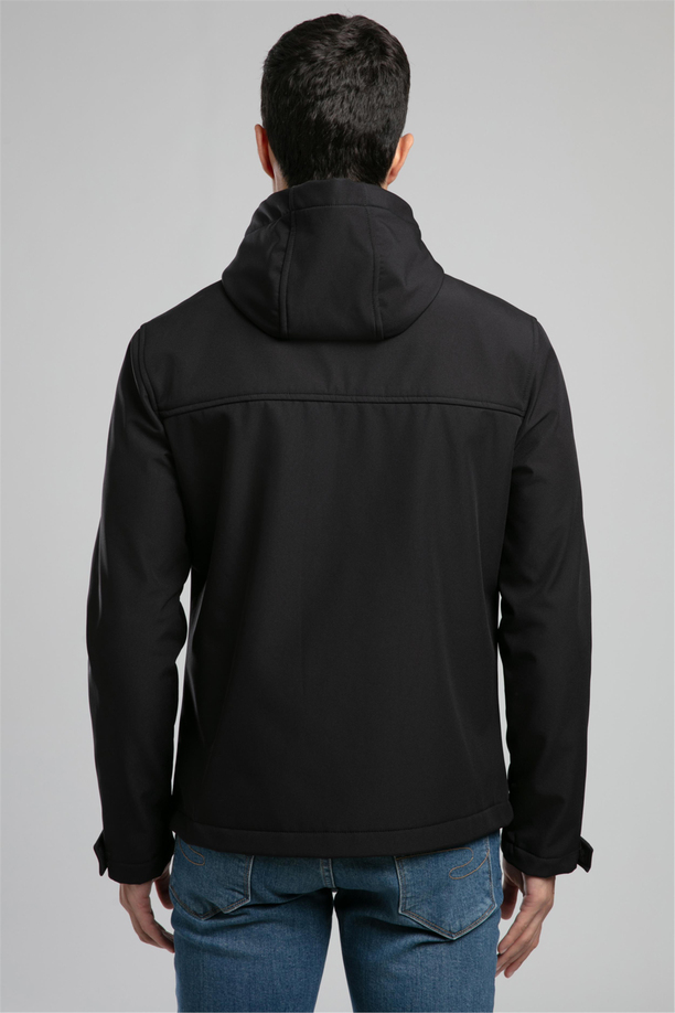 New Neron Erkek Kapüşonlu Mont Siyah