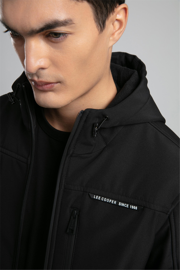 New Neron Erkek Kapüşonlu Mont Siyah