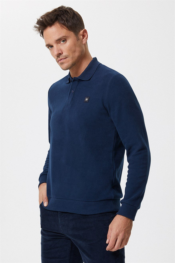 Newblend Erkek Polo Yaka Sweatshirt A.Lacivert