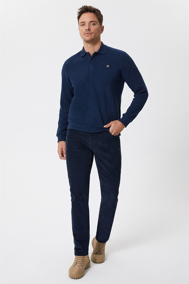Newblend Erkek Polo Yaka Sweatshirt A.Lacivert