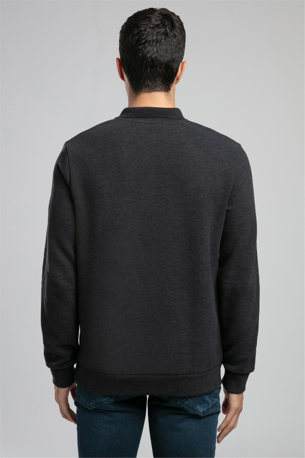 Newblend Erkek Polo Yaka Sweatshirt Antrasit