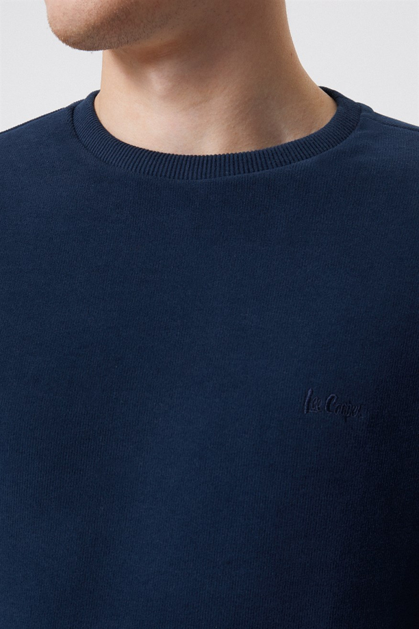 Newdwade Erkek O Yaka Sweatshirt Açık Lacivert