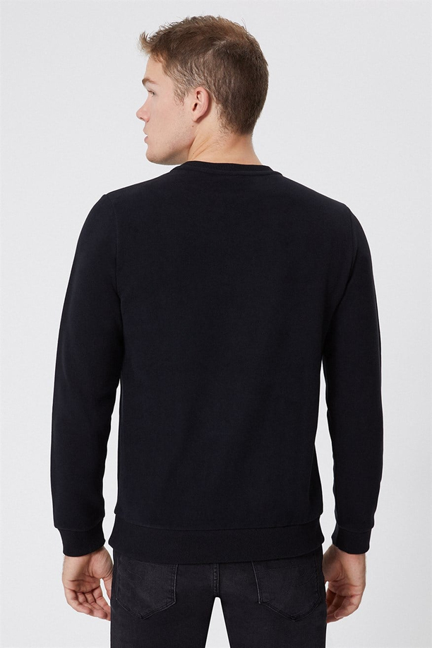Newdwade Erkek O Yaka Sweatshirt Siyah