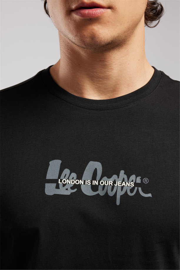 ORAK Erkek Regular Fit %100 Pamuk Baskılı Bisiklet Yaka T-Shirt Siyah
