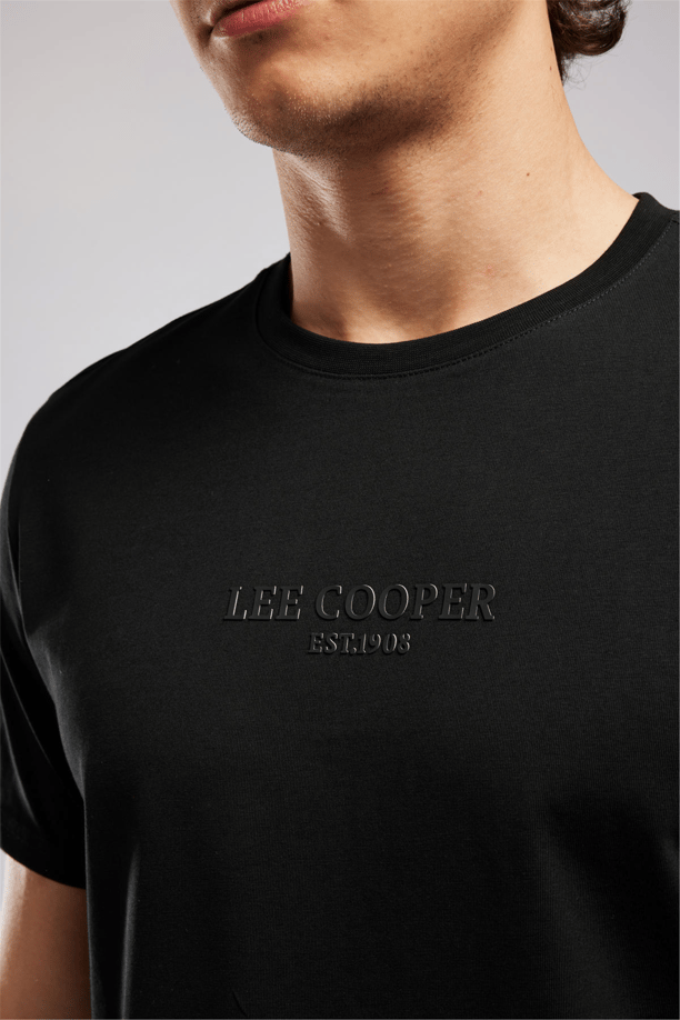 OSWALD Erkek Regular Fit %100 Pamuk Baskılı Bisiklet Yaka T-Shirt Siyah