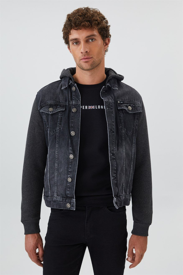 Pablo 1 Erkek Kapüşonlu.Jean Ceket