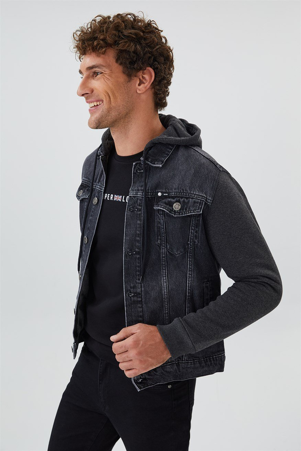 Pablo 1 Erkek Kapüşonlu.Jean Ceket