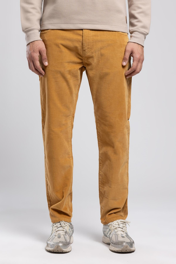 Pierce Normal Bel Dar Kesim Düz Paça Erkek Pantolon Hardal