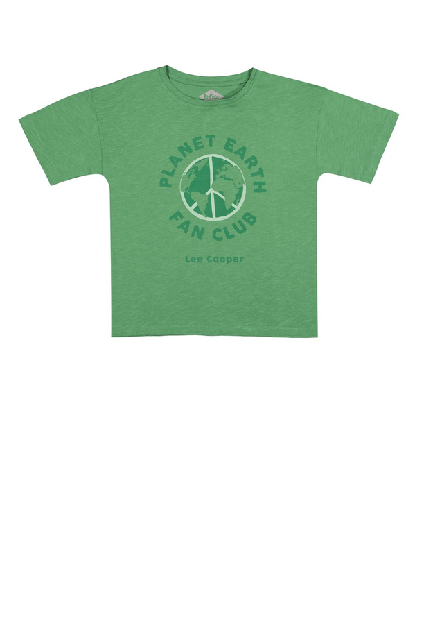Planet Erkek Çocuk Bisiklet Yaka T-Shirt Açık Yeşil