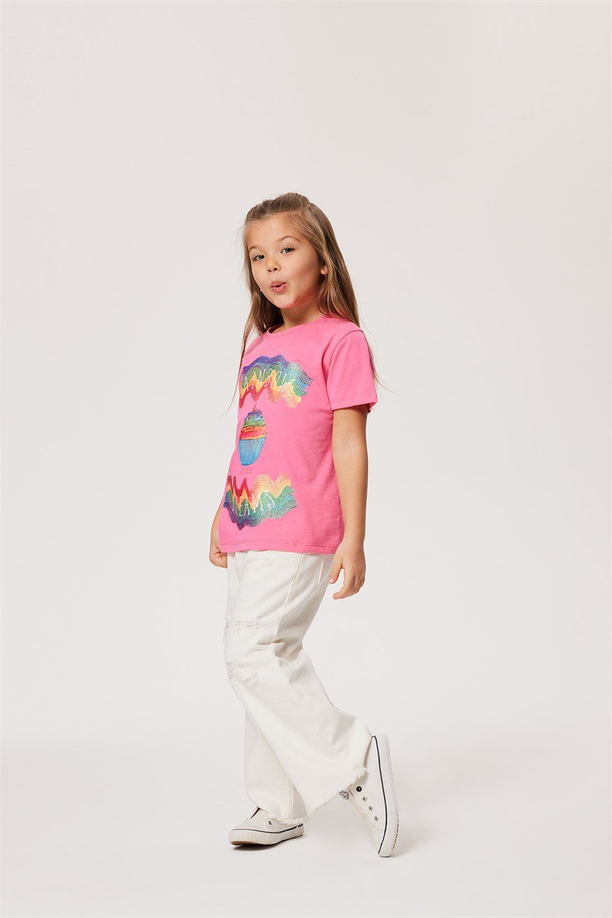 Raınbow Kız Çocuk O Yaka T-Shırt K.Pembe