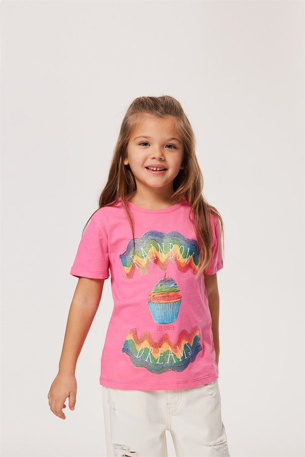 Raınbow Kız Çocuk O Yaka T-Shırt K.Pembe