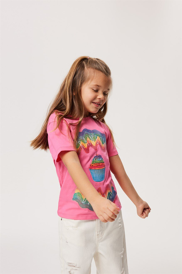 Raınbow Kız Çocuk O Yaka T-Shırt K.Pembe