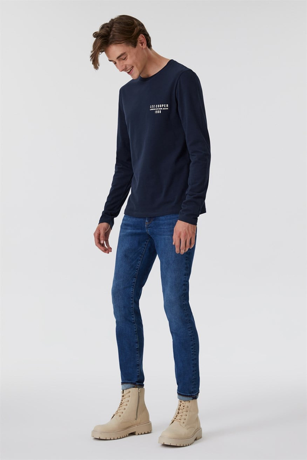 Renzo Erkek O Yaka Uzun Kol T-Shirt Lacivert