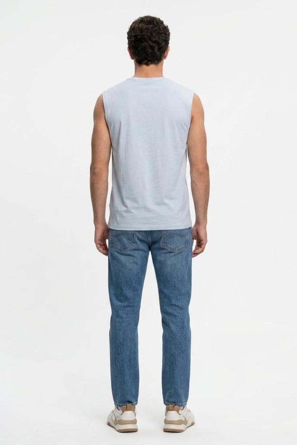 RICKY Erkek High Rise Straight Fit Jean Pantolon Mavi