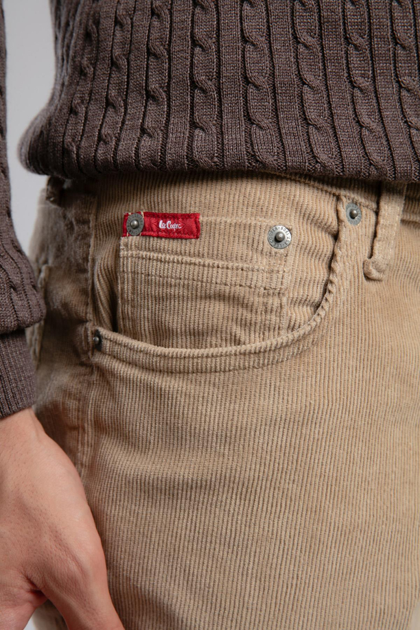 Ricky Yüksek Bel Düz Kesim Düz Paça Bej Erkek Pantolon