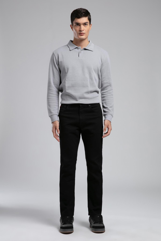 Ricky Yüksek Bel Düz Kesim Düz Paça Siyah Erkek Jean Pantolon