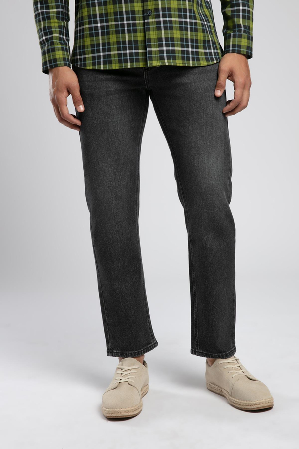 Rico Yüksek Bel Düz Kesim Düz Paça Gri Erkek Jean Pantolon