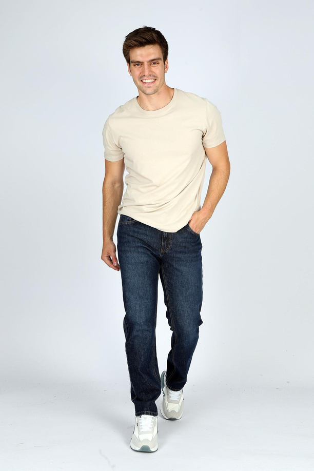 Rico Yüksek Bel Düz Kesim Düz Paça Mavi Erkek Jean Pantolon