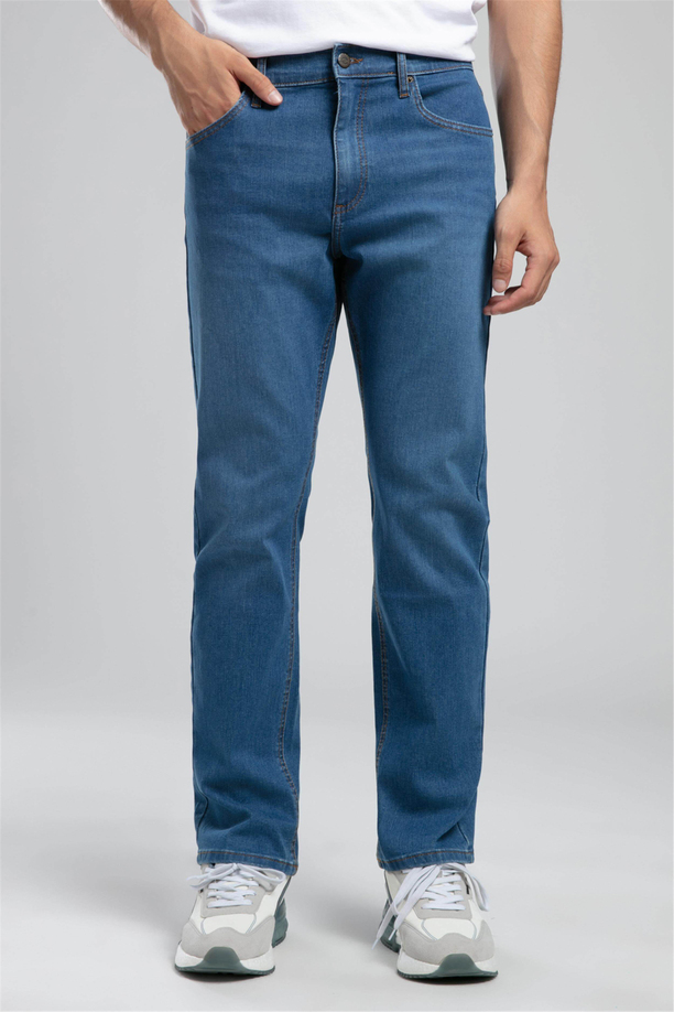 Rico Yüksek Bel Düz Kesim Düz Paça Mavi Erkek Jean Pantolon