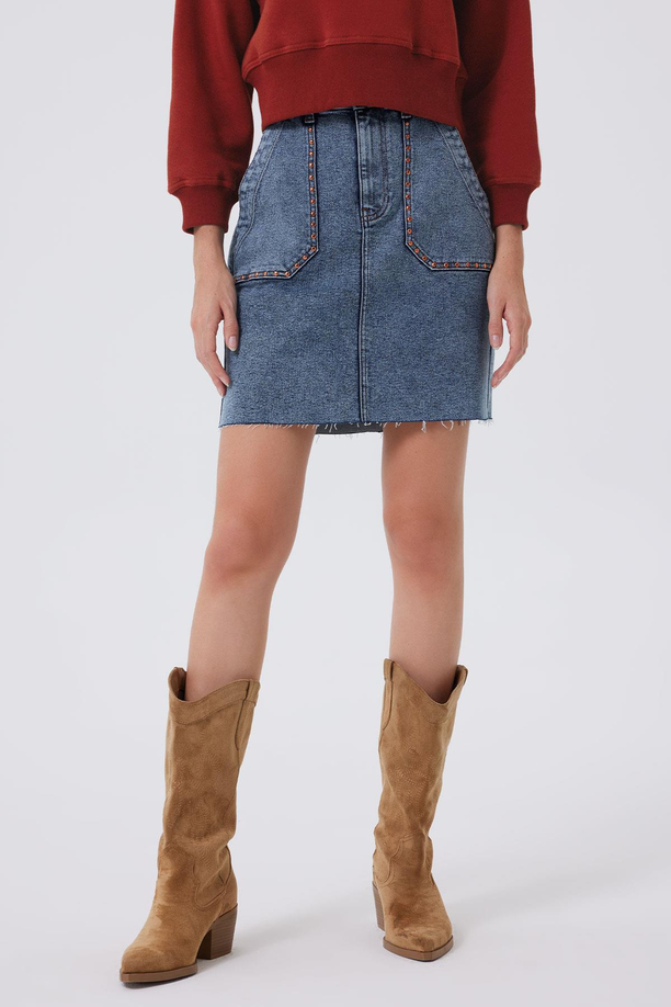 Rıta 1  Kadın Jean Etek Causa Blue