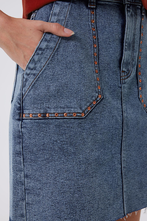 Rıta 1  Kadın Jean Etek Causa Blue