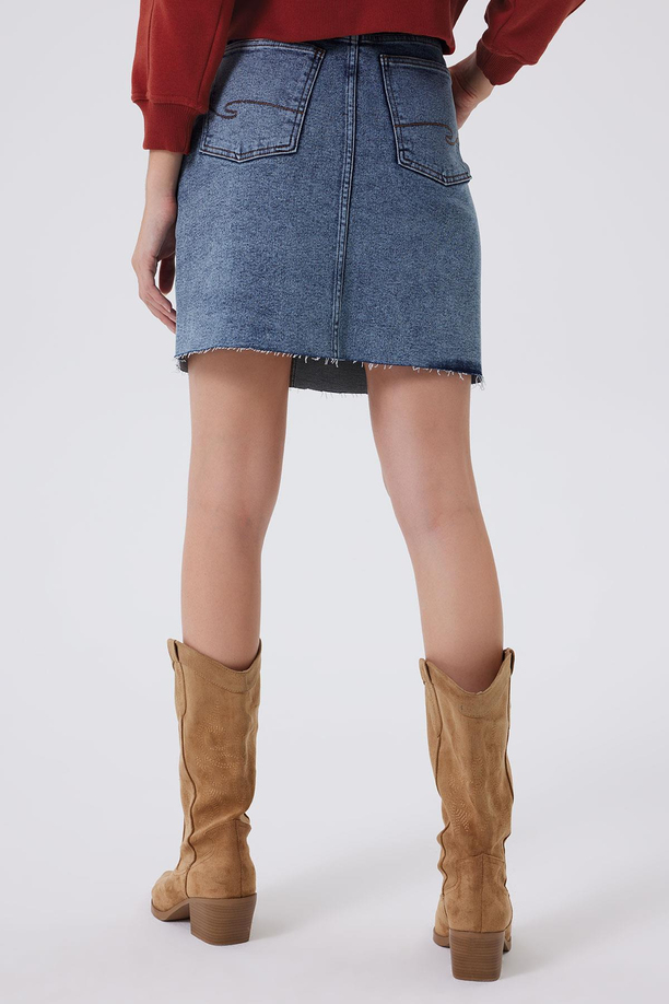Rıta 1  Kadın Jean Etek Causa Blue