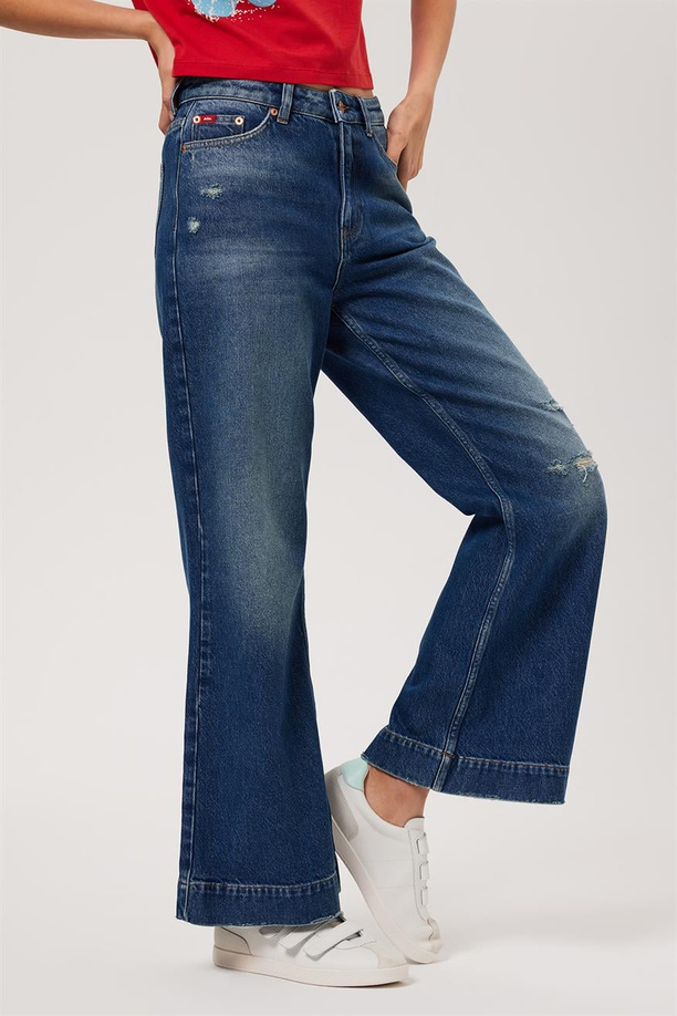 Sandy Kadın Jean Pantolon Blue Mıd