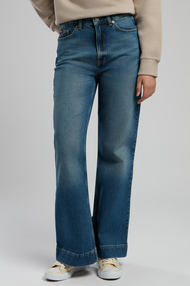 Sandy Yüksek Bel Geniş Paça Kesim Geniş Paça Francesca Light Kadın Jean Pantolon