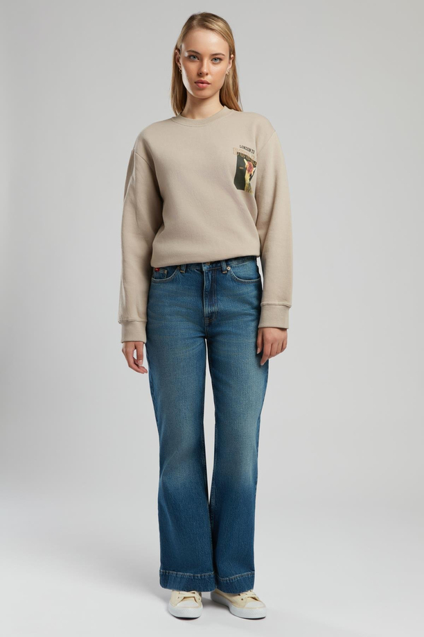 Sandy Yüksek Bel Geniş Paça Kesim Geniş Paça Francesca Light Kadın Jean Pantolon