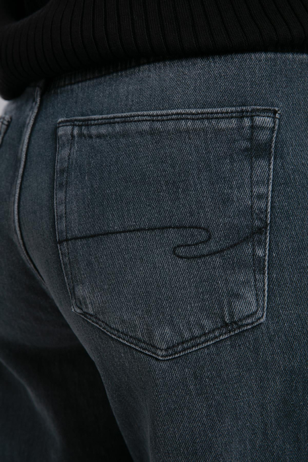 Sandy Yüksek Bel Geniş Paça Kesim Geniş Paça Gri Kadın Jean Pantolon