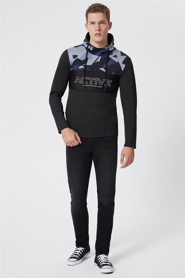 Skyler Erkek Kapüşonlu Sweatshirt Siyah