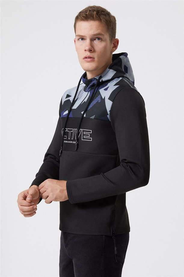 Skyler Erkek Kapüşonlu Sweatshirt Siyah