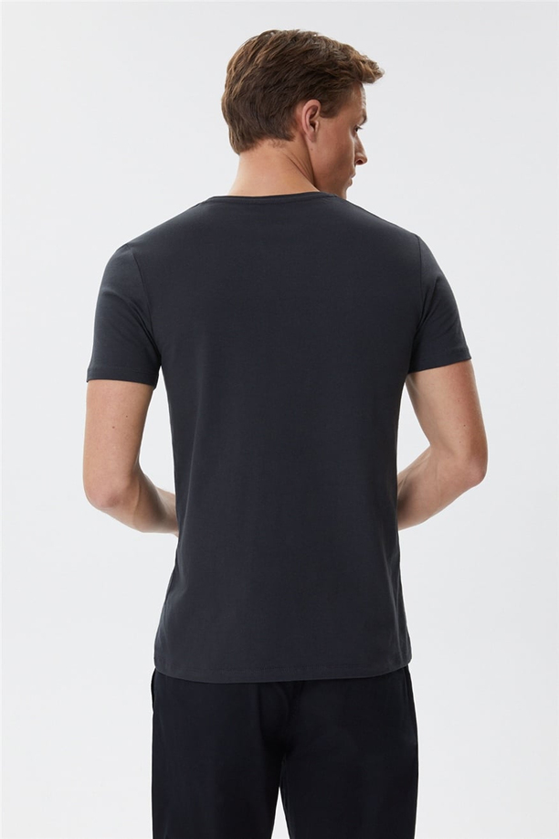 Stylish Erkek O Yaka T-Shirt Antrasit