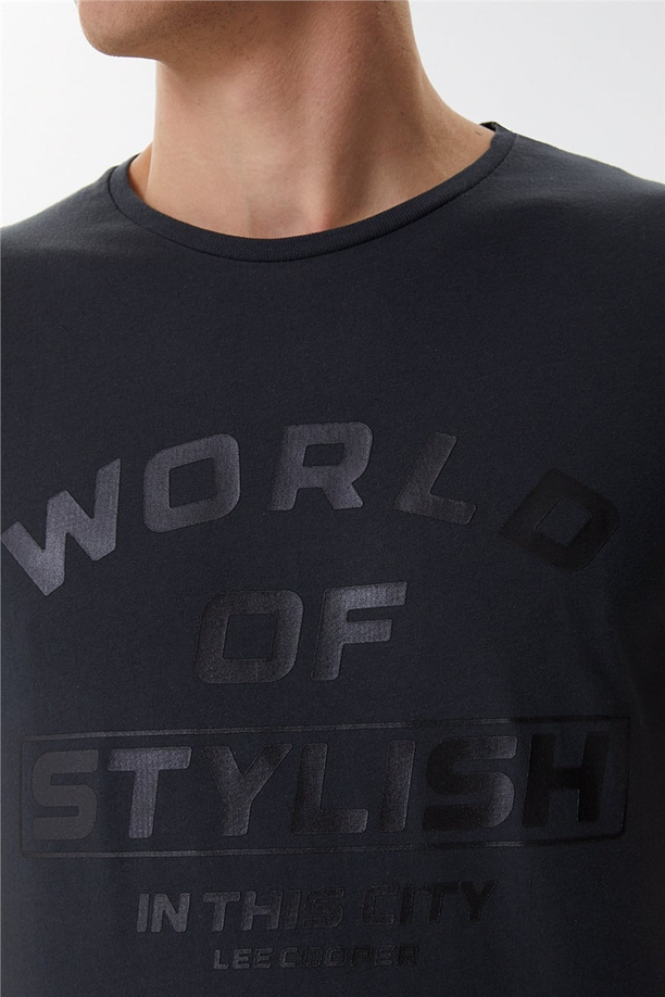 Stylish Erkek O Yaka T-Shirt Antrasit