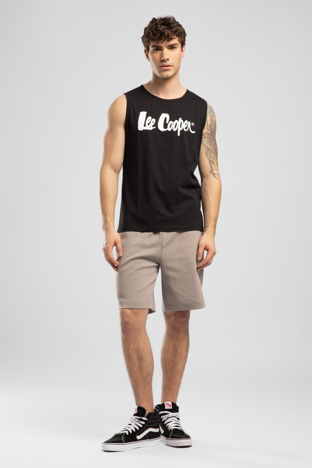 Summer Erkek Regular Fit %100 Pamuk Baskılı Bisiklet Yaka Atlet Siyah