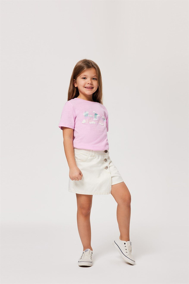 Tao Kız Çocuk Jean Şort Etek Whıte Jean