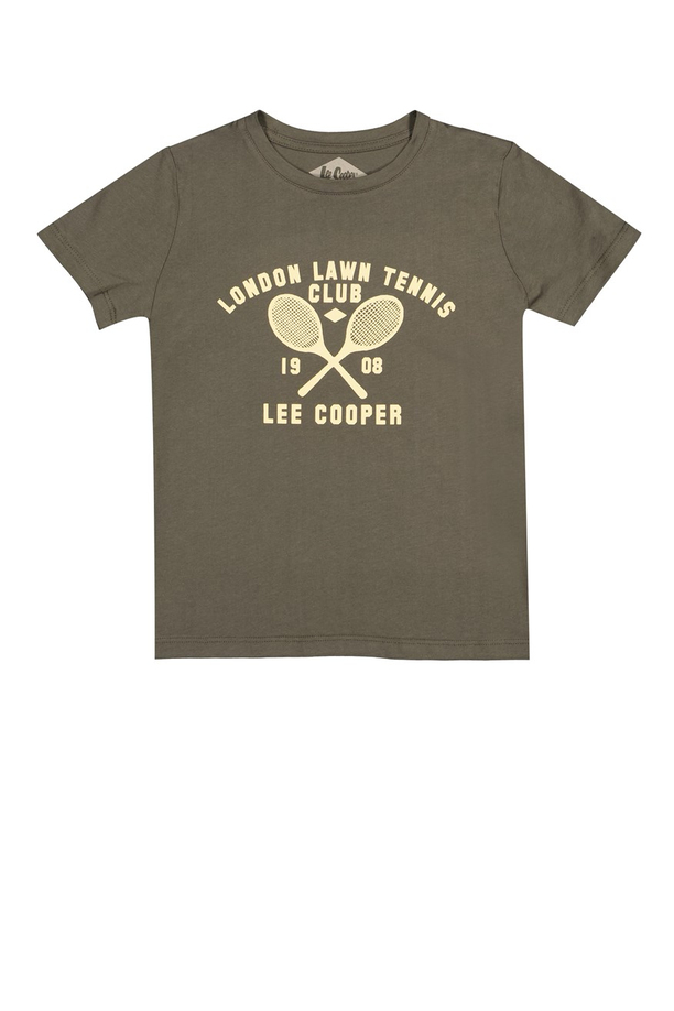 Tennis Club Erkek Çocuk Bisiklet Yaka T-Shirt Haki