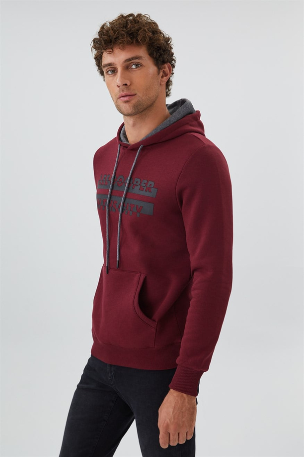 Tess Erkek Kapüşonlu Sweatshırt Mürdüm