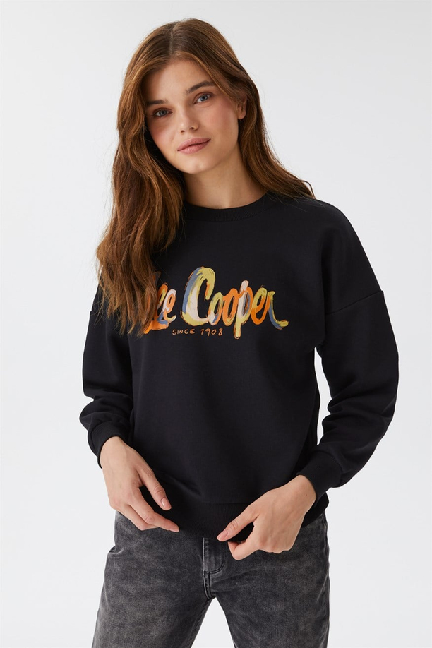 Tila Kadın Bisiklet Yaka Sweatshirt Siyah