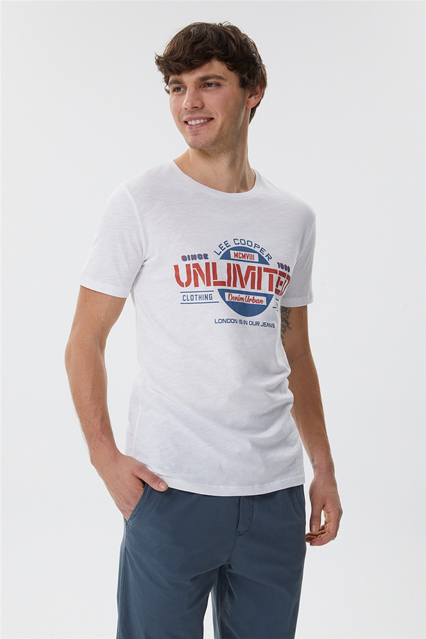 Unlimited Erkek O Yaka T-Shirt Beyaz