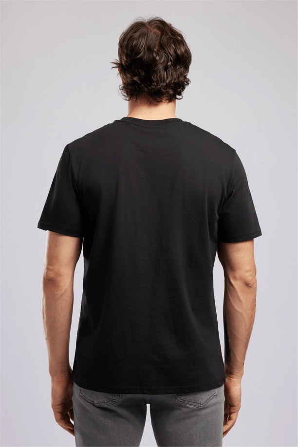 VINCENT Erkek Regular Fit %100 Pamuk Basic Bisiklet Yaka T-Shirt Siyah
