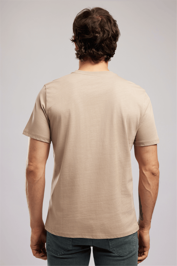 Wılder Erkek Regular Fit %100 Pamuk Baskılı Bisiklet Yaka T-Shirt Kahverengi