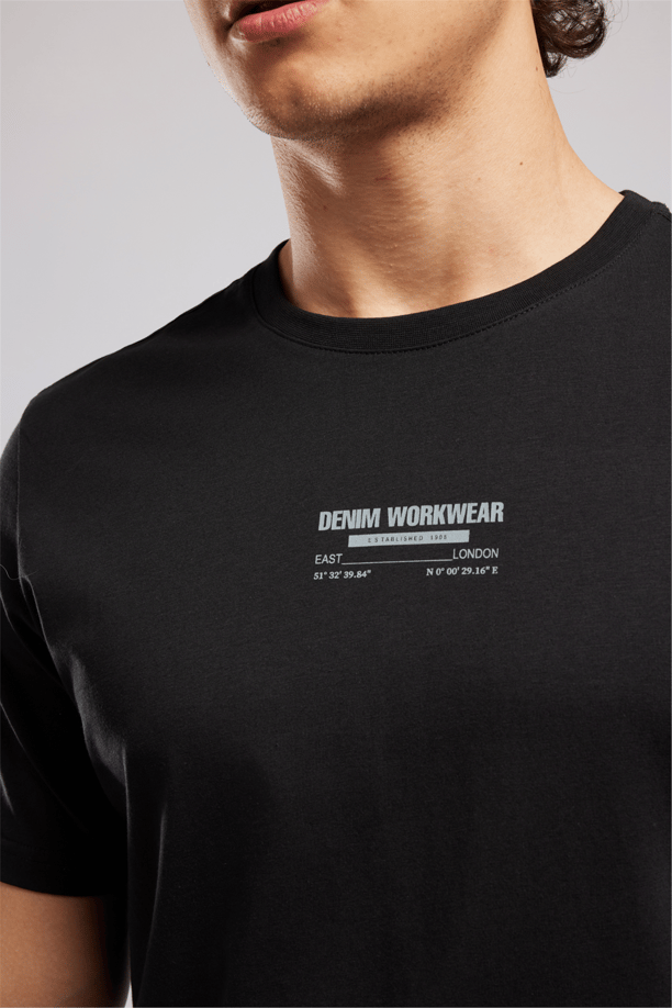 WILDER Erkek Regular Fit %100 Pamuk Baskılı Bisiklet Yaka T-Shirt Siyah