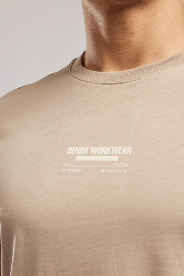 Wılder Erkek Regular Fit %100 Pamuk Baskılı Bisiklet Yaka T-Shirt Kahverengi