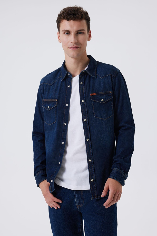 Wolker 1 Erkek Jean Gömlek Denım
