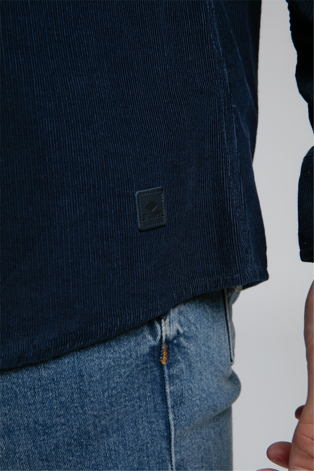 Wornes Erkek Kadife Uzun Kol Gömlek Lacivert