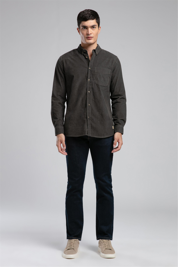 Wornes Erkek Kadife Uzun Kol Gömlek Yeşil