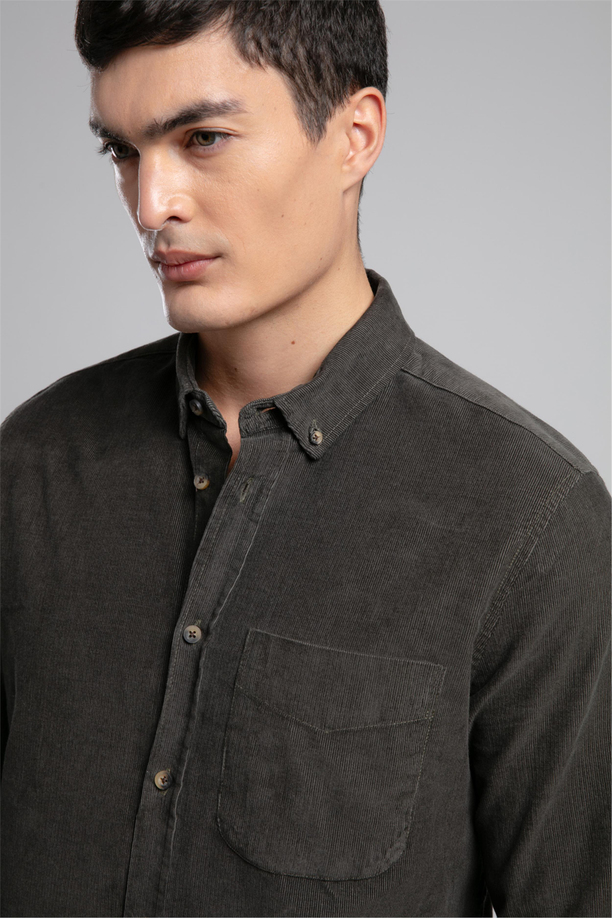 Wornes Erkek Kadife Uzun Kol Gömlek Yeşil